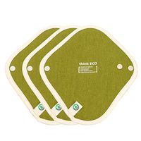 think ECO [3-Pads] Organic Reusable Fashionable Cotton Cloth Panty Liner Pads, Menstrual Liner Pads, Sanitary Napkins, Three Supply (Green)
