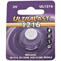 Ultralast UL-1216 Watch/Electronic Lithium Button Cell Battery Retail Packs (Discontinued by Manufacturer)
