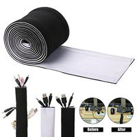 White Cable Management Sleeves,Neoprene Cord Organizer with Free Nylon for TV USB PC Computer Network Wires (118 inches) DIY by Yourself, Adjustable Black and White Reversible Wire Hider
