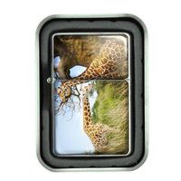 Windproof Refillable Oil Lighter with Tin Gift Box Giraffe Design-001