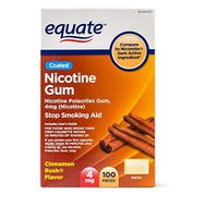 Equate - Nicotine Gum 4 mg, Coated, Cinnamon Rush Flavor, 100 Pieces