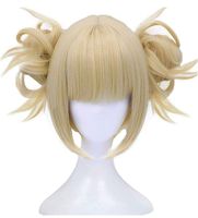 Anogol Hair Cap+613 Blonde Wigs Anime Cosplay Wigs Short Wavy Synthetic Hair With Bangs Fringe Hairstyles For Lonita Party