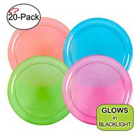 Tiger Chef Neon Assorted Party Plates, 20-Pack 9-inch Hard Plastic Plates, Assorted Neon Colors Pink, Blue, Green and Orange