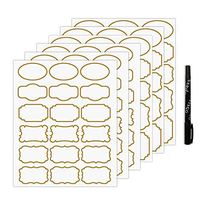 Nardo Visgo Transparent Clear Stickers Labels with Gold Border,Removable Waterproof Transparent Jars Labels in Assorted Sizes for Jars,Storage Containers or Craft Decoration,93pcs