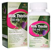 Genceutic Naturals Milk Thistle Organic Dietary Supplement Vegetarian Vegan Gluten Free Non GMO Ideal for Healthy Liver Detoxification and Glutathione Production - 350mg (60 Capsules)