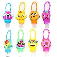 KINIA 8 Pack Mixed Kids Hand Sanitizer Travel Sized Holder Keychain Carriers. - 8-1 fl oz Flip Cap Reusable Portable Empty Bottles (8-Variety Pack MIXED)