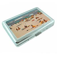 Perfection In Style Metal Silver Cigarette Case Vintage Beach Design 008