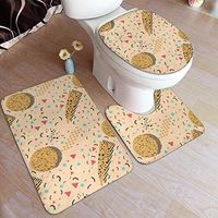 Triangle Circle Microfiber Bathroom Contour Rugs Combo,Set of 3 Soft Shaggy Non Slip Bath Shower Mat Rectangle-Shaped U-Shaped and O-Shaped Toilet Floor Rug