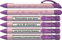 Greeting Pen Personalized Pens-Mazel Tov Stars Pink Mitzvah Rotating Message Pen - 25 Pack (P-MP-310-25)