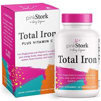 Pink Stork Total Iron: Iron Supplement with Iron Bisglycinate + Vitamin C to Reduce Fatigue + Support Immunity + Aid Concentration, Women-Owned, 60 Capsules