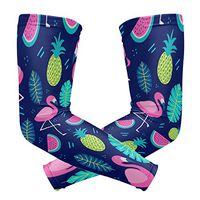 LEVEIS Flamingos Pattern with Plants Fruits Arm Sleeves UV Protection for Men Women Sunblock Protective Gloves Running Golf Cycling Driving Long Arm Cover 1 Pair