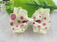 18 Pcs Grosgrain/lace Ribbon Bow Dot Appliques Craft Wedding (Cream-Colored)