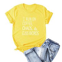 Womens Knot Front Tees Turn Over Collar Blouses Print Letter Short Sleeve Tunic T-Shirt Tops Xia&Han Yellow