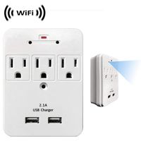 WF-113(Down Angle) Sony Chip Super low light Wireless Spy Camera with WiFi Digital IP Signal, Recording & Remote Internet Access (Camera Hidden in 3 AC Outlet with Dual USB Charging Port Wall Charger)
