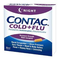 Contac Night Cold + Flu Maximum Strength Caplets 24 Each(Pack of 2)