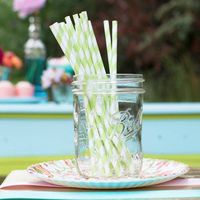 David Tutera Paper Party Straws - Moss Stripe - 24 Pieces