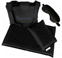 Blu beri Premium Acupressure Mat and Pillow Set | Natural Organic Linen | Acupuncture mat for Back Pain Relief | Sciatica | Tension Relief | Trigger Point Massage | Manual Massage Mat(Black)
