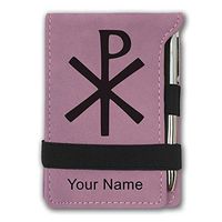 Mini Notepad, Chi Rho, Personalized Engraving Included (Pink)