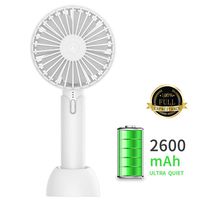 Mini Handheld Fan Rechargeable, Personal Fan Battery Operated 3 Speeds Adjustable 2600mAh USB Fan for Home Office Hiking Camping Traveling - White