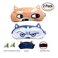 Cute Sleep Mask by Hitos | Dog and Cat Eye Mask with Gel Pad, Super Soft and Light, Cotton Smooth Sleep Mask with Adjustable Strap for Insomnia, Sleep Difficulties and Puffed Eyes (Cute Dog Buddies)