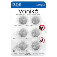 VONIKO 3 Volt CR2025 Battery 6 Pack – CR 2025 Battery – CR 2025 Lithium Coin Batteries – Child-Resistant Packaging Button Cell, 5 Years Shelf Life