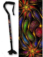 Adjustable Walking Cane Foam Handle Quad Footed Liquid Gems Designer Pattern