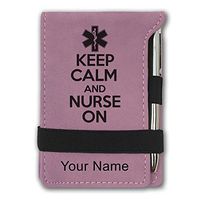 Mini Notepad, Keep Calm and Nurse On, Personalized Engraving Included (Pink)