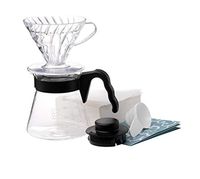 Hario V60 Size 02 Pour Over Starter Set with Dripper, Glass Server, Scoop and Filters, Black