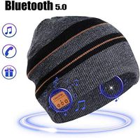 2019 Upgraded Bluetooth5.0 Beanie Hat Headphone Music Audio Hands-Free Phone Call for Outdoor Sports, Built-in HD Stereo Speakers Smart Music Hat, Christmas Birthday Gifts for Men Women - BlackGray