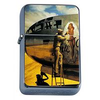 German Pin Up Girls Germany Flip Top Oil Lighter S3 Smoking Cigarette Smoker Includes Silver Case