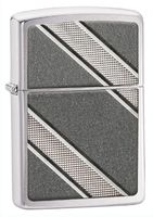 Zippo Black Diagonal Diamond Chrome Pocket Lighter (Silver, 5 1/2 x 3 1/2 cm)