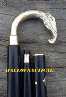 vintage Brass Elephant Head Handle Vintage Designer Walking Stick Cane Handle