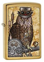 Zippo Lighter: Steampunk Owl - Brushed Brass 79185