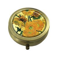 LCTCKP Vincent Van Gogh Sunflowers Custom Fashion Hot Bronze Pill Box Western Medicine Tablet Decorative Box
