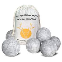 Wool Dryer Balls 6 Pack, XL Reusable Natural Fabric Softener, 100% Organic Premium New Zealand Wool for Laundry, Chemical Free, Reduces Wrinkles and Saves Drying Time, Baby Safe, Anti Static, Gray