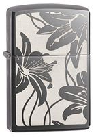 Zippo Lily Pocket Lighter, Black Ice