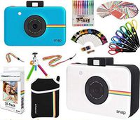 Polaroid Snap Instant Print Camera Gift Bundle + Zink Paper (30 Sheets) + Snap Themed Scrapbook + Pouch + 6 Edged Scissors + 100 Sticker Border Frames + Color Gel Pens + Frames + Accessories
