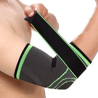 Elbow Brace Compression Support Sleeve with Adjustable Strapping for Pain Relief, Meniscus Tear, Arthritis, Injury, Running, Joint Pain (M, Green)