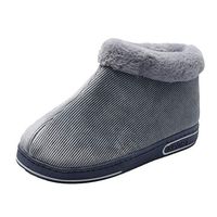 Goldweather Men's Faux Fur Memory Foam Slippers Anti-Skid Winter Outdoor Booties Slippers(Gray,9.5-10)