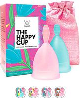 Happy Cup Menstrual Cups Hawwwy Tampon & Pad Alternative Small and Large Regular and Heavy Flow Good-Grip Pull Design Eco Friendly Reusable FBA Registered Feminine Period Cup Beginner and Experienced