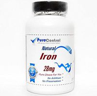 Natural Iron 28mg // 100 Capsules // Pure // by PureControl Supplements