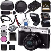 Fujifilm X-E3 XE3 Mirrorless Digital Camera with 23mm f/2 Lens (Silver) 16558920 + NP-W126 Lithium Ion Battery + 43mm 3 Piece Filter Kit + 128GB SDXC Card + Carrying Case + Micro HDMI Cable Bundle