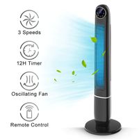 Oscillating Tower Fan - 48 Inch Quiet Tower Fan with 3 Speeds & 3 Breeze Modes, Automatic Shutoff Timer, Black Remote Control Tower Fan for Whole Room Cooling, Quiet and Space Saving (Renewed)