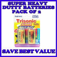 Battery 9V 2 Pack Trisonic Super Heavy Duty Batteries !