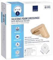 Silicone Foam Dressing Abena 6 X 6 Inch Square Adhesive with Border Sterile Box of 5