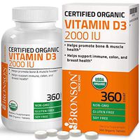 Bronson Vitamin D3 2000 IU for Immune Support, Healthy Muscle Function & Bone Health, USDA Certified Organic Non-GMO Gluten Free Vitamin D Supplement, 360 Tablets