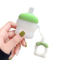BONTOUJOUR AirPods Case, Super Cute Creative Fun Baby Feeding Bottle Shape Soft TPU Silicone Cover Protective Skin for Apple AirPods 1&2-Green