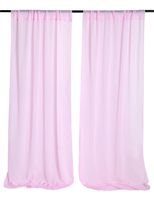 Pink Sheer Curtain Chiffon Panel Backdrop 2 Pieces 2.4ftx8ft Sequence Backdrop for Window Wall Decoration