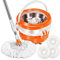 Microfiber Spin Mop and Bucket with Wringer 3 Mop Heads 360 Rolling Mop and Bucket System for Cleaning Masthome