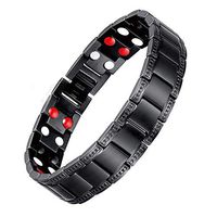 USWEL Men Pure Titanium Magnetic Energy Therapy Bracelet, Double Raw Minerals Pain Relief for Arthritis and Carpal Tunnel Bracelet with Adjustment Tool